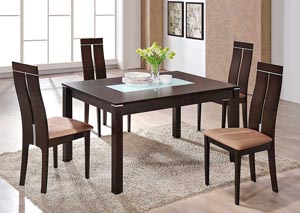 Rectangular Dining Table w/ 4 Upholstered Side Chairs,Global Furniture