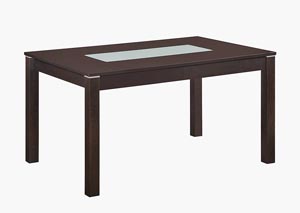 Rectangular Dining Table w/ Frosted Glass Insert,Global Furniture