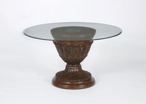Ledelle Round Glass Top Pedestal Table,Ashley