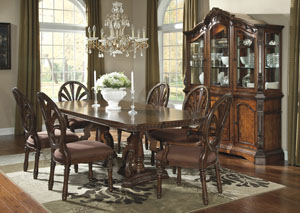 Ledelle Rectangular Dining Table w/ 4 Side Chairs, 2 Arm Chairs & Buffet & China,Ashley