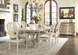 Ortanique Rectangular Dining Table w/ 4 Side Chairs, 2 Arm Chairs & Server,Ashley