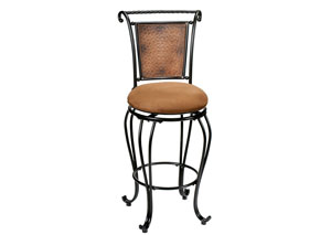 Black/Copper Metal Brown Faux Suede Swivel Bar Stool,Hillsdale