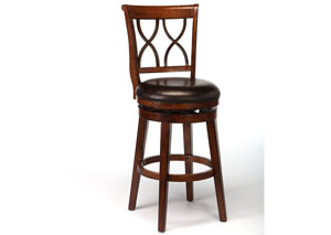 Brown Cherry Wood/Brown Vinyl Swivel Counter Stool,Hillsdale