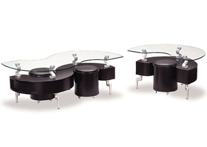 Black Cocktail Table w/ 2 Stools,Global Furniture