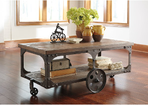 Rustic Storage Cocktail Table,Ashley