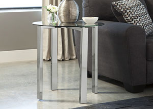 Jonies Brushed Nickel Finish Round End Table,Ashley
