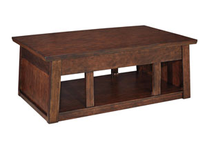 Harpan Reddish Brown Lift Top Cocktail Table,Ashley
