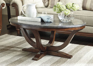 Balinder Medium Brown Oval Cocktail Table,Ashley