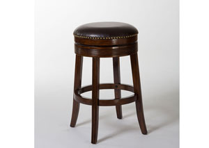 Espresso Wood/Dark Brown Faux Leather Backless Swivel Bar Stool,Hillsdale