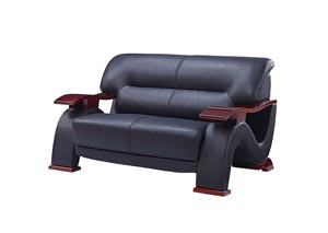 Black Leather Loveseat,Global Furniture