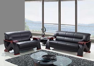 Black Leather Sofa & Loveseat,Global Furniture