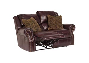 Walworth Black Cherry Reclining Power Loveseat,Ashley