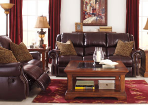 Walworth Black Cherry Reclining Power Sofa & Loveseat,Ashley
