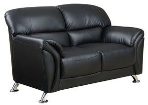 Black Leather Loveseat,Global Furniture