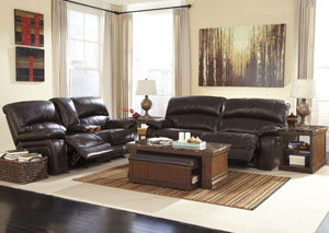 Damacio Dark Brown Reclining Sofa & Loveseat,Ashley
