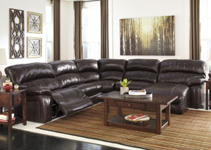 Damacio Dark Brown Reclining Right Facing Chaise End Power Sectional,Ashley