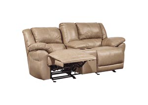 Lenoris Caramel Glider Reclining Loveseat w/ Console,Ashley