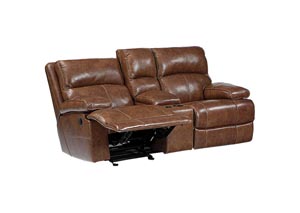Lensar Nutmeg Glider Reclining Loveseat w/ Console,Ashley