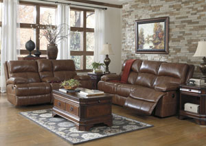 Lensar Nutmeg Reclining Sofa & Loveseat,Ashley